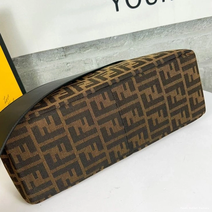 Vintage HOT Bag FF Shoulder Brown Zip Fendi O'Lock Motif In Fabric 0725